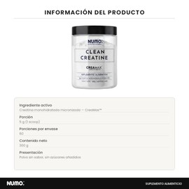 NUMO Creatina Monohidratada Micronizada CREAMAX 300g | 60 Porciones | Sin Sabor | Apoya Fuerza, Rendimiento y Masa Muscular | Creatine Monohydrate