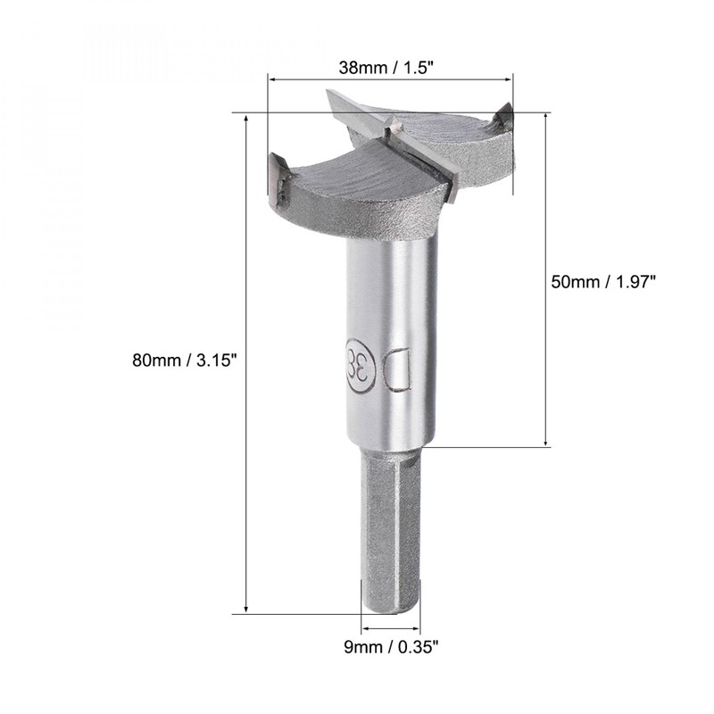 sourcingmap Forstner Drill Bits 38mm, Tungsten Carbide Wood Hole Saw