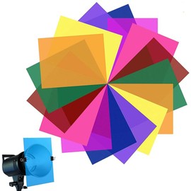 Color Correction Light Filter Set - 21x29.7CM (A4 Size) Transparent Colored Overlays for Photography, Flash Lighting, Studio Effects - 10 Colors Vibrant PVC Sheets for Reading, Photo Studio (20 PCS)