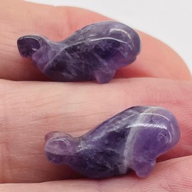 Fab Carved Animals 2 Amethyst Whale Beads for Jewelry Making