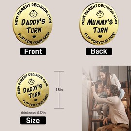 Vichona New Baby Gift,Double-Sided Decision Coin as New Parents Gifts for Couples,Lovely Baby Shower Gifts as New Mommy Essentails,Funny Gifts for New Mom & Dad,Gold