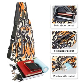 TITECOUGO Travel Bag Cross Body Bag Backpack Small Rucksack Day Sack Waterproof Lightweight Small Sling Bag with Adjustable Strap for Running Work Outdoor Sports Hiking Football Unisex (Mix- Leopard)
