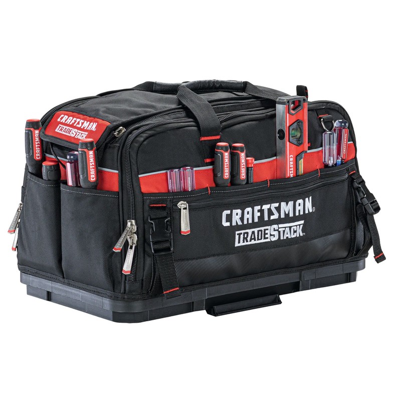 CRAFTSMAN TRADESTACK Tool Bag, 22.5”, Durable Polyester, Black and Red
