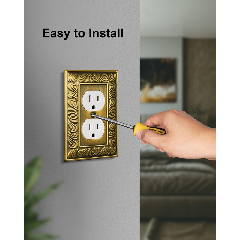 TREEWELL 2-Pack Single Toggle Light Switch Cover Plate, Paisley Pattern