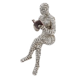 Reading Girl Resin Statue, Pulp Thinker Style Figurines Abstract Shelf Sculptures Bookcase Collectible Bookshelf Decor Fashioned Decorative Object for Home Modern Office Library Desktop Decor(F)