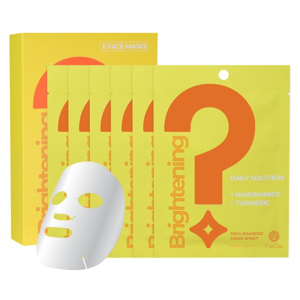 FreeGo Brightening Daily Solution Niacinamide Turmeric Facial Mask Sheet (6-Pack)