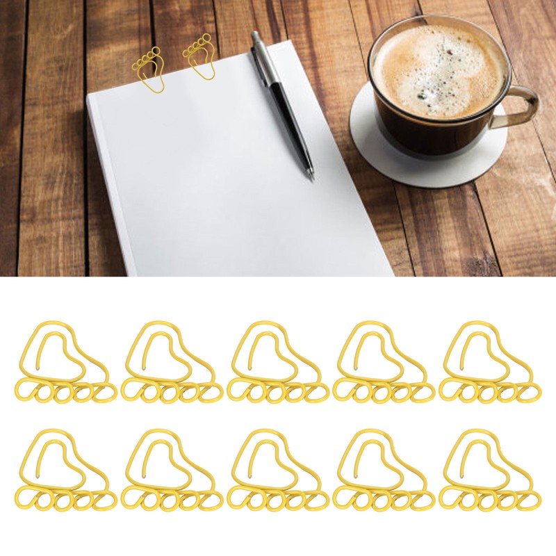 100pcs Paper Clip Foot Shape Cute Anti Slip Portable Paperclip
