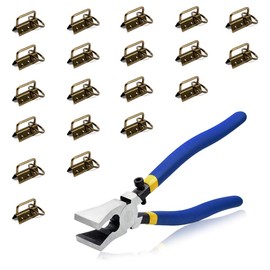 SPEEDWOX 20 Sets 1.25 Inch Key Chain Fob Hardware with Split Rings and Key Fob Pliers Kit Glass Breaking Pliers Tool for Webbing Fabric Strapping Wristlet Antique Brass Key Fob