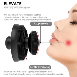 Super Soft Face Scrubber, Gentle Silicone Face Scrubber Exfoliator for Cleansing and Massage, Facial Wash Exfoliating Brush for Men and Women Cleaning Blackhead Acne Pore (Black)
