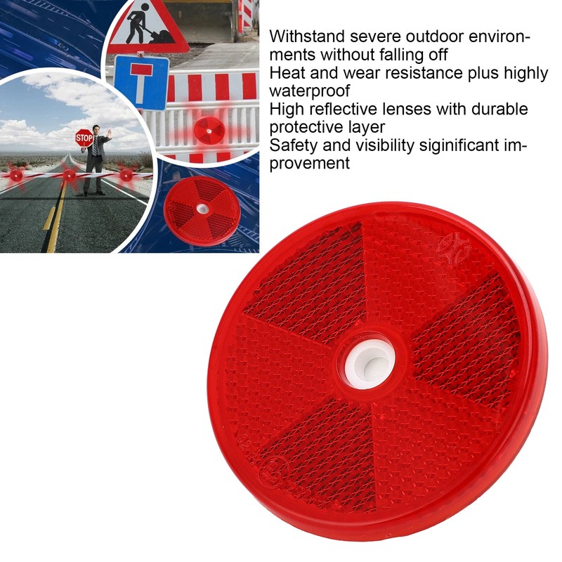 12PCs Round Reflector Red Reflective Sticker Waterproof Signal Warning for
