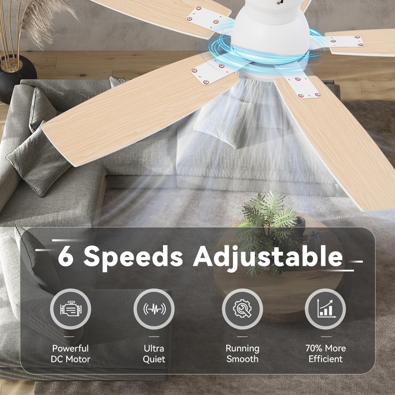SUNMORY 42" Ceiling Fans with Lights and Remote/APP Control, Low