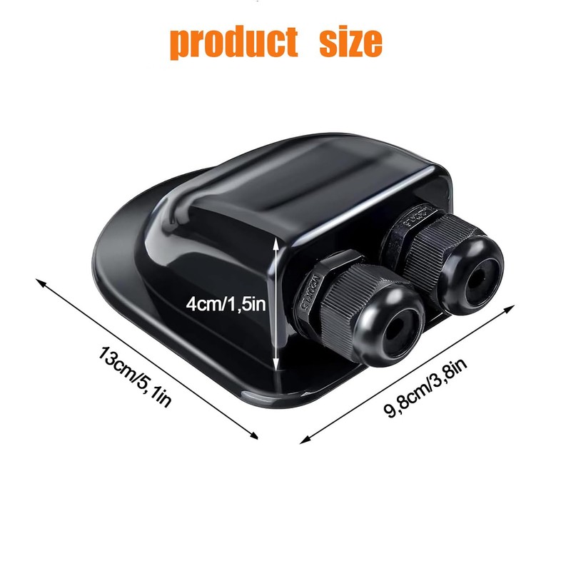 Mujiluxe Black 2 pieces roof feed-through, cable guide, cable guide,