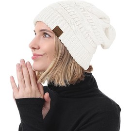 Durio Knitted Hat Women's Hat for Women Winter Hat Beanie Hat Chunky Knit Hat Soft, black 1