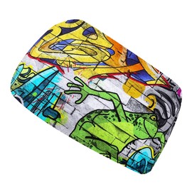 Wollhuhn Eco Girls/Women/Boys Cool Elastic Headband/Hair Band Comfortable Jersey Cotton Many Designs 21215155 (Graffiti Colourful)