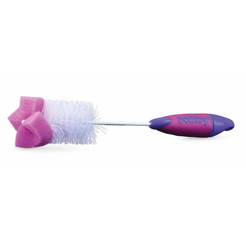 Nuby, Baby Bottle and Nipple Brush with Sponge Tip and