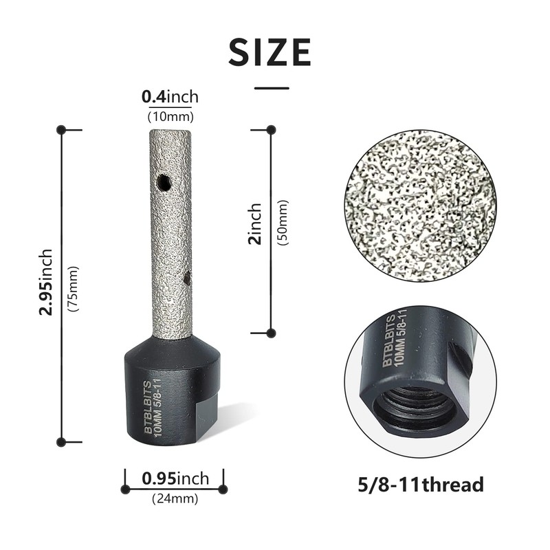 BTBLBITS Diamond Finger Bit Diamond Milling Bits 3/8" (10mm) for