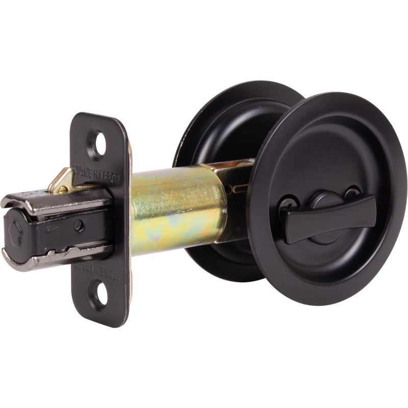 Round Pocket Door Lock, Privacy (Bed/Bath) Latch, 2-3/4" Backset, RCL,