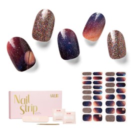 NAILOG Semi Cured Gel Nail Stickers (34 Pieces), Nail Seal Curing Type, Long Lasting, Salon Quality, Nail Sticker, Nail Kit, Beautiful Gloss, Cute, Art Design | Milky Way