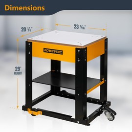 POWERTEC UT1002C 32" Work Power Tool Stand & 2pc 59.5" Bandsaw Blades 1/8" x 14 TPI, MDF Split Top Expands to 20"x25", for Wen 3959, Sears Craftsman, Porter-Cable, Ryobi, Delta, B&D & Skil 9" Band Saw