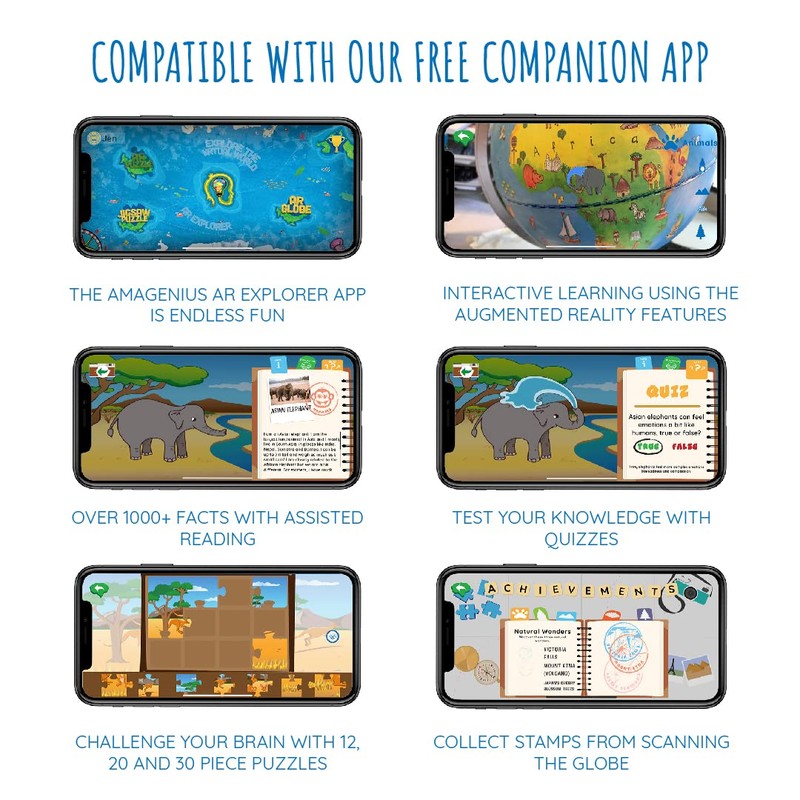 Night Light Globe. Simplified Earth Globe for Kids. App based