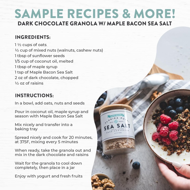 FLORIDA PURE Maple Bacon Sea Salt - Smoky, 80+ Mineral