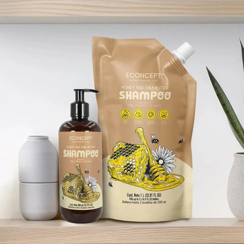 Shampoo Econcept Miel Y Manteca De Karité Refill 1l
