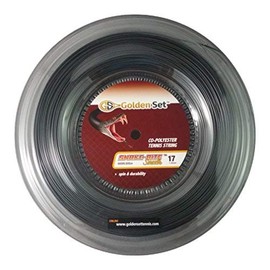 Golden Set Snake-Bite Smooth 17g (1.25mm), Reel (660ft/200m), Polyester Tennis String (Black)