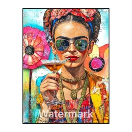 Unbranded Frida Kahlo Colorful Portrait Cotton Fabric Quilt Block Free Shipping (K61 - 3" x 4"