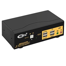 2 Port Dual Monitor KVM Switch HDMI + DisplayPort 4K 60Hz YUV 4:4:4 with Audio and USB 2.0 HUB CKL-622DH