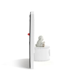 DEMDACO Musical Frames Collection Jesus Loves Me White Beaded 8 x 7 Resin Keepsake Baby Picture Frame with Lamb Figurine & Trinket Box Holds 4x6 Photo