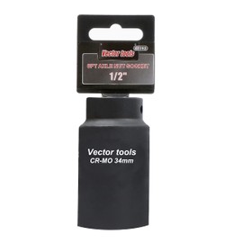 1/2" DR 32MM - 38MM 6 PT Impact Axle Nut Socket Chrome Molybdenum Steel (34MM)