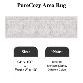 PureCozy Grey Runner Rug 2x10 Indoor Vintage Area Rug Hallway Kitchen Bedroom Rug Washable Living Room Carpet Retro Floral Accent Throw Rug Distressed Floor Rug for Office Dining Room Bathroom