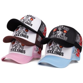 Embroidery Trucker Hat Cute “No Hard Feelings Dad Hat Mesh Skeleton Baseball Caps for Men Women Youth