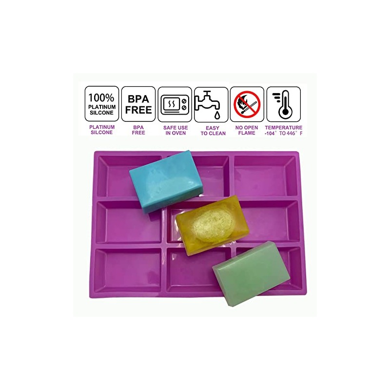 Molde rectangular de silicona para jabón de 4 onzas, moldes