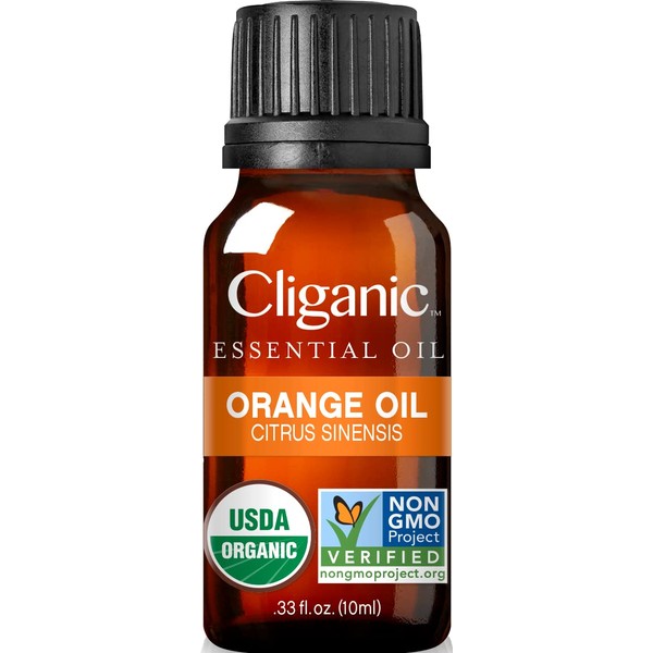 Cliganic Organic Sweet Orange Essential Oil, 10ml - 100% Pure Natural