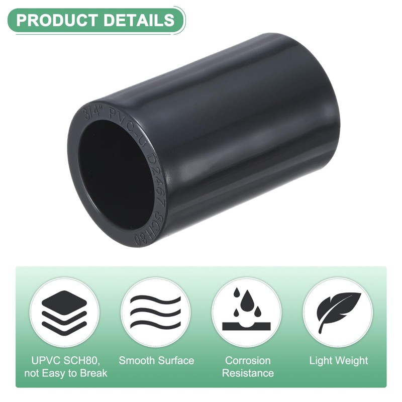 M METERXITY 6-Pack PVC Pipe Coupling Adapter, 3/4" Straight Coupling