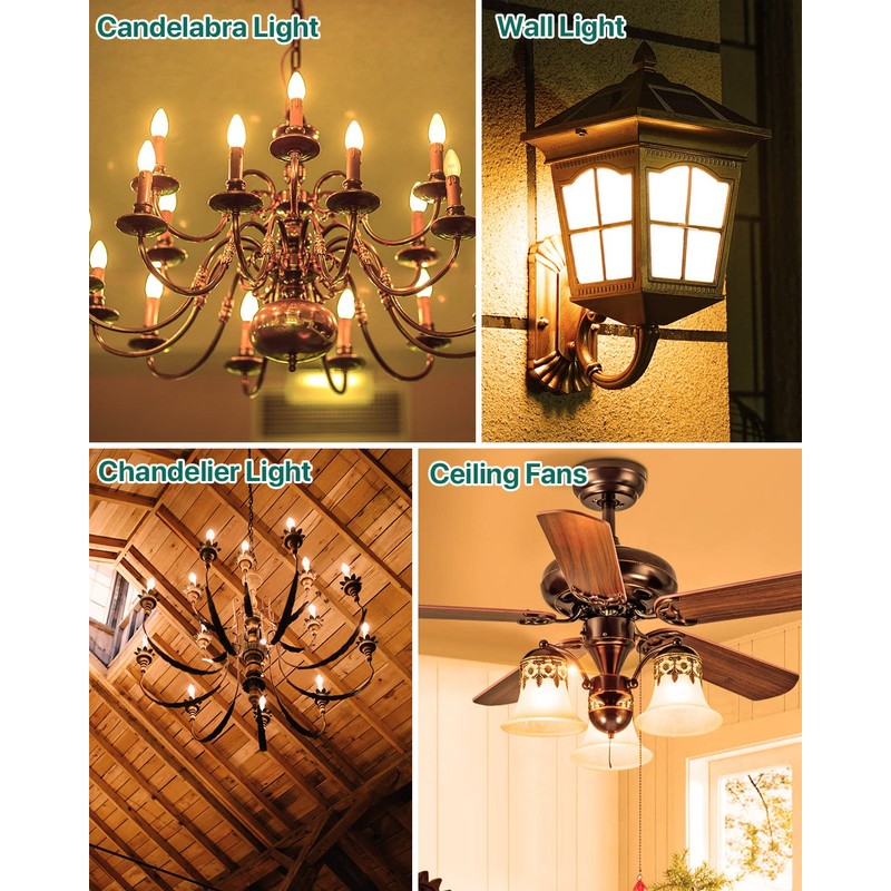 LUTW E12 B11 Candelabra LED Light Bulbs, 40W Eqv, 2700K,
