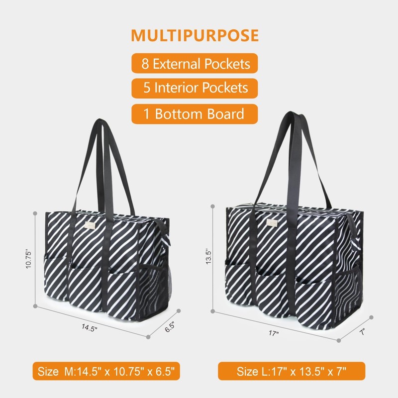 TOPDesign Utility Water Resistant Tote Bag with 13 Exterior &
