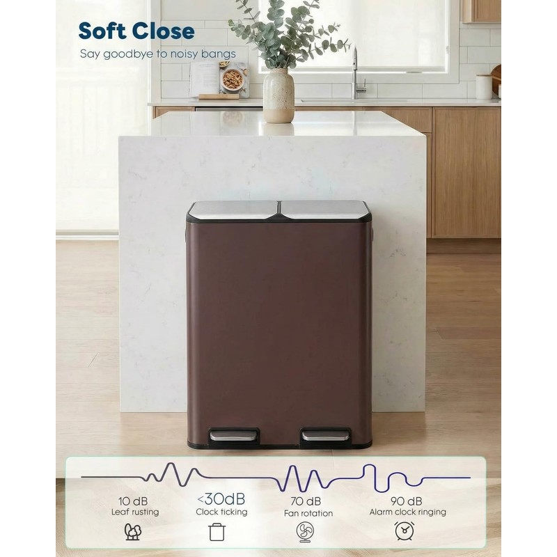 ComfyCorner 16 Gal (2 x 30 L) Dual Trash Can,