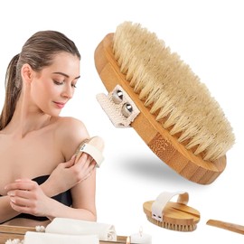 Dry Brush, Body Brush, Natural Bristles, Bath Brush, Sauna Brush, Dry Brush, Bath Brush for Removing Dead Skin, Natural Bristles, for Body Cleaning