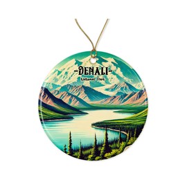 ABSMDesigns Denali Keepsake - National Park Ornament - Alaska Mountain Ceramic Ornament - Memorable Gift for Holiday Giving