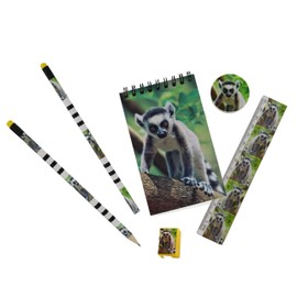 Wild Stationery Set - Ringmaki by Deluxebase. These cute stationary school sets for girls and boys include 2 pencils, eraser, sharpener, ruler and notebook