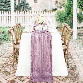 Seveups 12Pack Lavender Cheesecloth Table Runner 10Ft Gauze Table Runner Blue Cheese Cloth Table Runners Long Sheer Fabric Tablerunners for Wedding Party Bridal Shower Thanksgiving Christmas