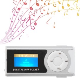 Portable MP3 Player, Mini MP3 Music Player, Flashlight Mini BackClip LCD Mini Screen Music Media Player, for Running, Sports