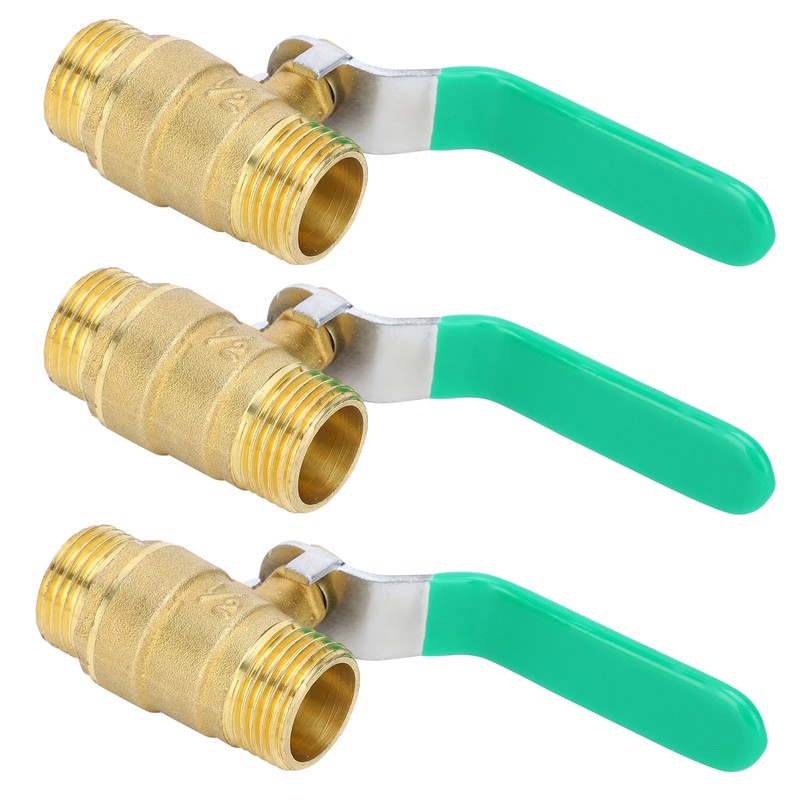 3Pcs Ball Valve Dual Male 1/2in Thread Switch Water Pipe