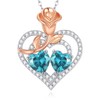 AGVANA December Birthstone Jewelry Blue Topaz Necklace Sterling Silver Rose