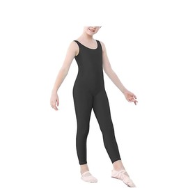 Prime fashions Girls Shiny Sleeveless Footless Catsuit Ideal For Dance Gymnastics- Kids (Black, 7-8 Years)