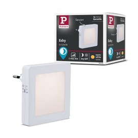 Paulmann Esby 92493 LED Plug Night Light Square 0.016 Watt with Twilight Sensor White Plastic 3000 K Warm White