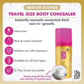 Root Touch Up Spray for Medium Blonde Hair by Style Edit | Temporary Color for Dark Roots, Highlights, and Thinning Areas | 0.75 oz Travel Size
