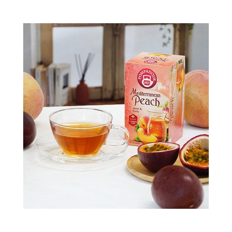 Pompadour Mediterranean Peach Herbal Tea, 1 Box (20 TB Pack)